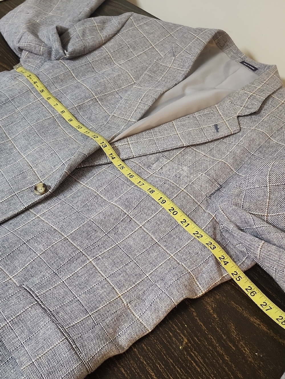 Stafford Sport Coat Blazer Mens Size 50 R Linen Cotton Blend Blue Window Pane - Picture 9 of 10